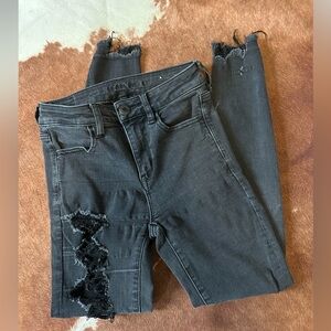 A&E black distressed jeans